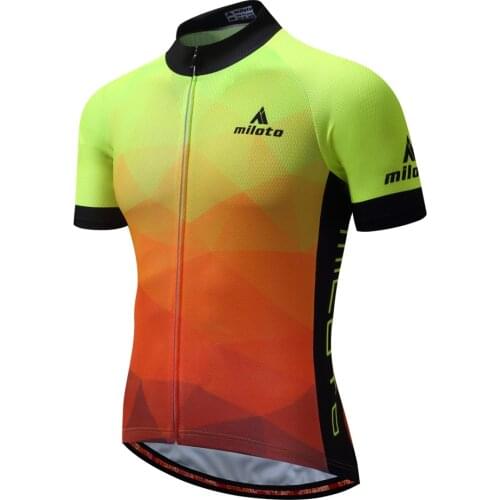 Genuine Miloto Mens Short Sleeve Cycling Jersey PRO Luminous Bike Jersey Top Mountain Bike MTB100% Polyester Clothing Apparel