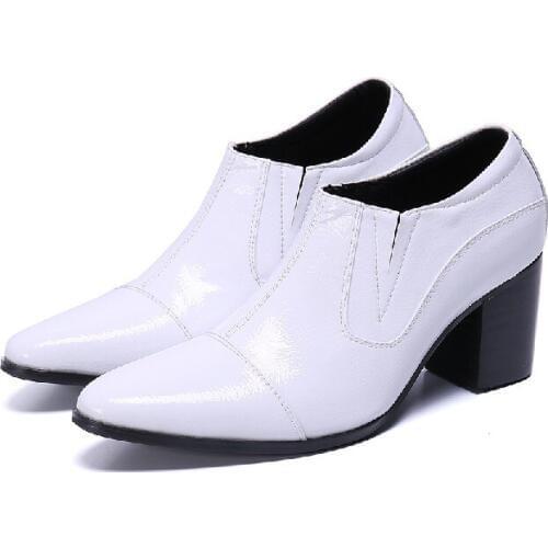 Chaussures Homme Mens High Heels Oxford Patent Leather Shoes For Men Slip On Pointed Toe Elegant Wedding Dress Business Shoes