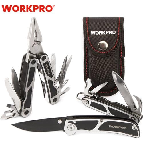 WORKPRO 3PC Camping Tool Set Multi Pliers Tactical knife Multi Tools Survival Tool Kits