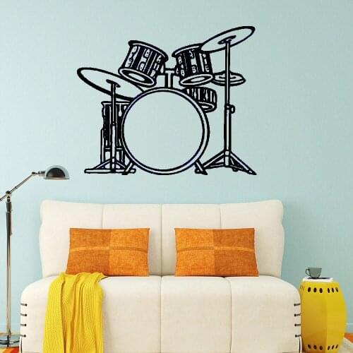 Musical Instrument Wall Sticker Drum Set Wall Decal Home Decor For Living room Music Room Vinyl Mural dw4381