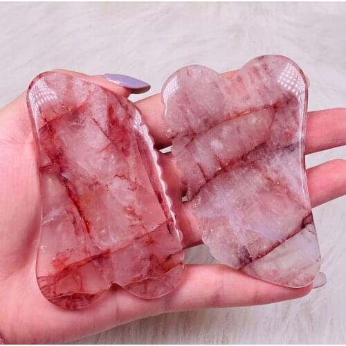 Natural Multi-inclusions Crystal Gua Sha Board Body Facial Eye Scraping Plate Acupuncture Massage Relaxation Health Care