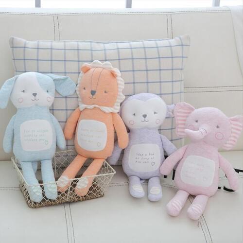 New Cute Elephant Dog Monkey Lion Plush Toy Lovely Stuffed Animal Cloth Art Calm Doll Cartoon Birthday Valentines Gifts 38cm