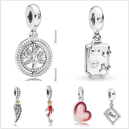 Original 925 Sterling Silver Spinning Tree Of Life With Crystal Pendant Charm Beads Fit Pandora Bracelet & Necklace Jewelry