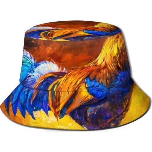 CINESSD Rooster Modern Impressionism Bucket Hat Summer Hats Fisherman Hat Foldable Women Men Sunscreen Shade Caps