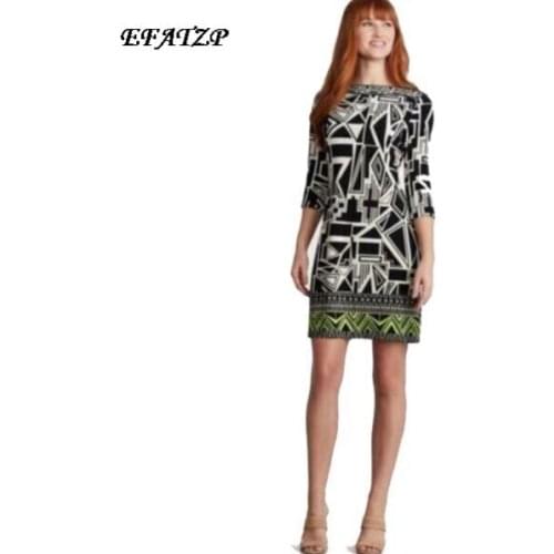[EFATZP] New Luxury Brands Womens Baroque Print Slash Collar Stretch Jersey Silk Plus Size Short Sleeves XXL Dress