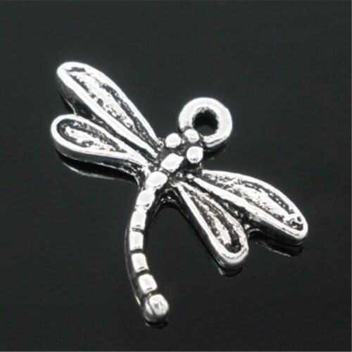 DoreenBeads 50 dull silver color Dragonfly Charms Pendants 15x17mm