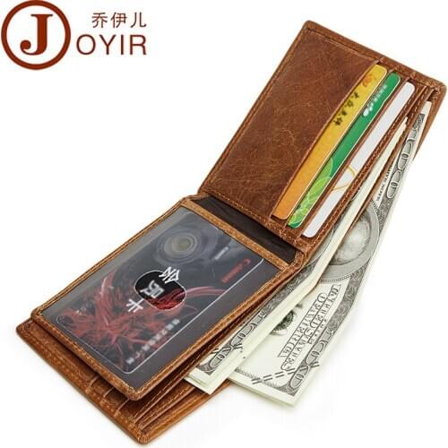 Genuine Leather Men Wallets Fashion Bifold Wallet Mens Coin Purse High Quality Card ID Holder Business Fashion Rfid Anti-theft