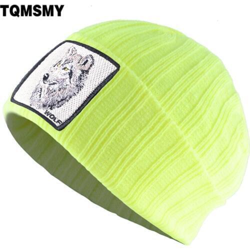 Casual Winter hats for men Embroidered Wolf Beanies women Outdoor skiing Bonnet autumn Hip Hop Cap Gorras Thick warm caps