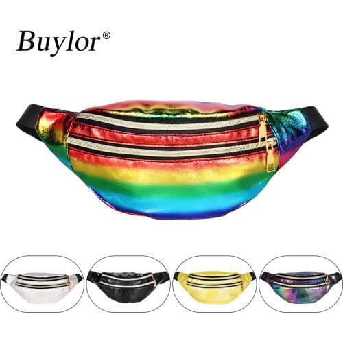 Buylor Waist Pack Women Belt Bags Holographic Bag Fanny Pack Laser Bum Bag Designer Phone Pouch