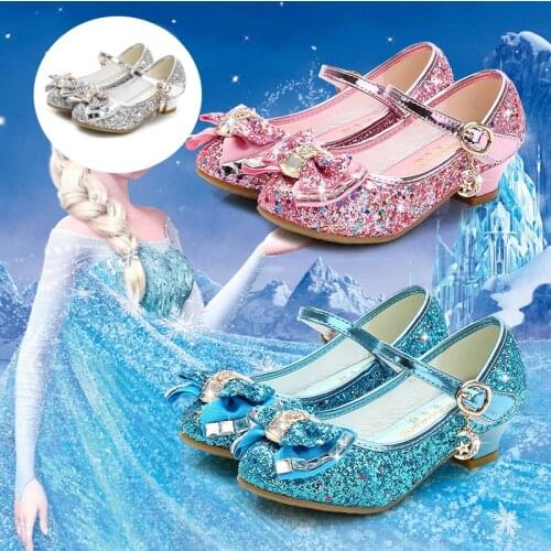 Sequined Princess Leather Shoes Halloween Cosplay Carnival Children High Heel Shoes Formal Party Kids Dancing Performance Shoes