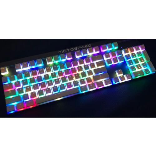 RGB 108 Keycaps ANSI Layout PBT White Pudding Double Skin Milk Shot Backlit Keycap For OEM Cherry MX gh60 poker 87 tkl 104 108