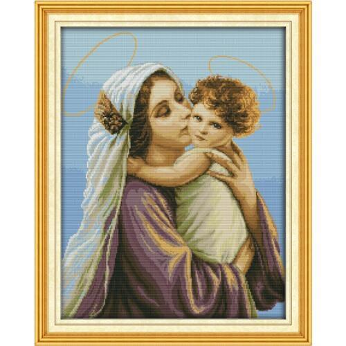 Needlework,11ct/14ct DIY Cross stitch embroidery kit,Religious Holy mother and son printed pattern Counted Cross-Stitch Gift