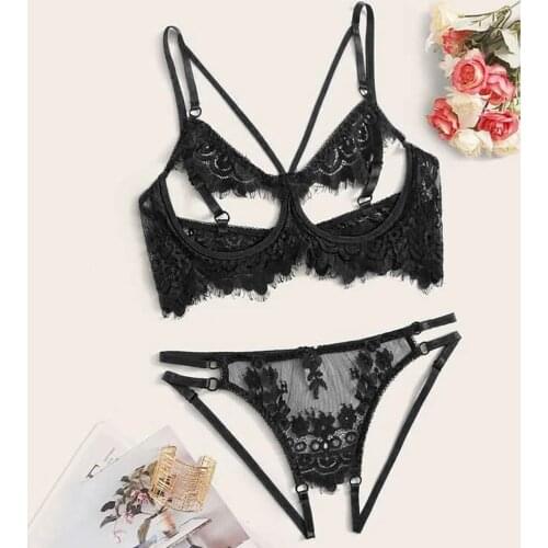 Sexy Lingerie 2021 Hollow Bras For Femme Sexy Fashion Lace Lingerie Underwear Sleepwear G-string Pajamas Garter Nightwear