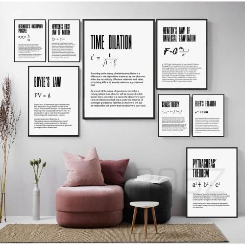 Time Dilation Physics Science Nordic Poster Quote Wall Art Canvas Painting Wall Pictures For Living Room Office Class Home Decor