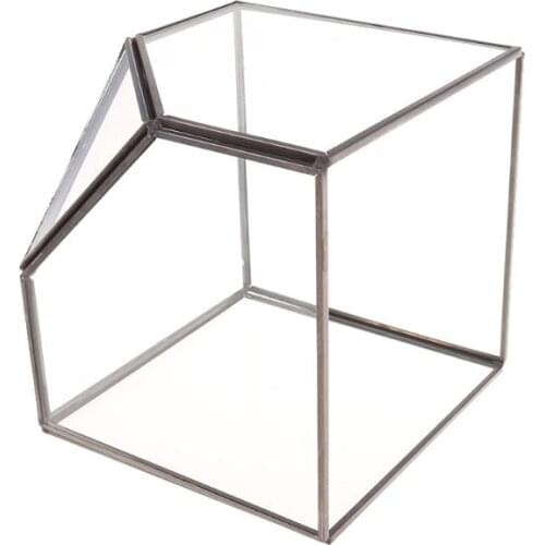 Modern Glass Terrarium Storage Box Clear Glass Geometric Terrarium Succulent Plant Display Box, Decorative Votive Candle (No