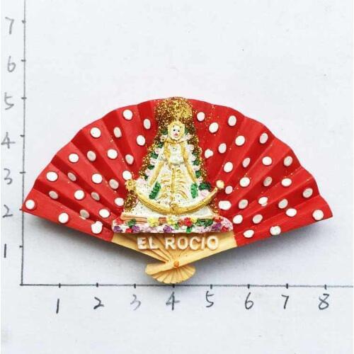 El Locio Andalusia Spain Toursit Souvenir 3D Resin Fridge Magnet Folk Flower Fan Decorative Refrigerator Magnets Stickers Decor
