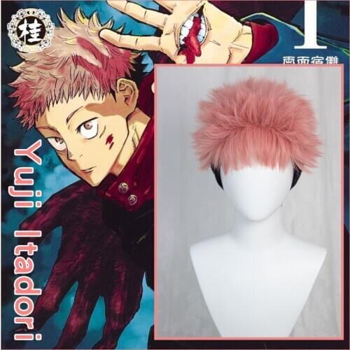 Uwowo Jujutsu Kaisen Yuji Itadori 28cm Pink Black Short Hair