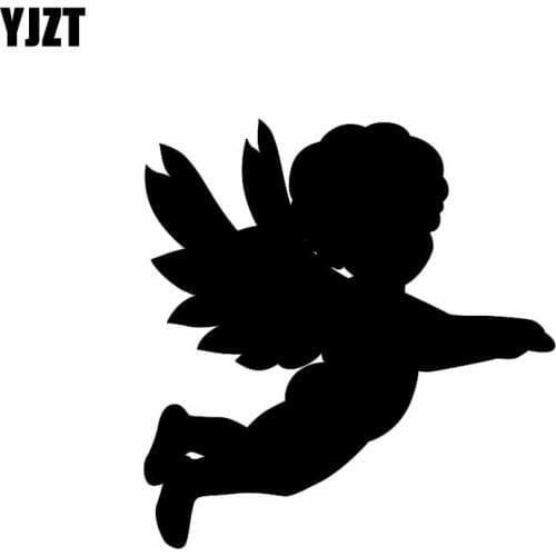 YJZT 12.7*13.3CM Try To Find Something Angel Decal Silhoutte Cool Design Covering The Body Car Sticker Black/Silver C20-1397