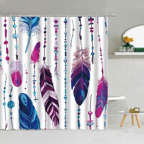 Quality Bathroom Shower Curtain Dream Bird Feather Pattern Printed Waterproof Bath Curtains Set Home Decor Fabric Accessories