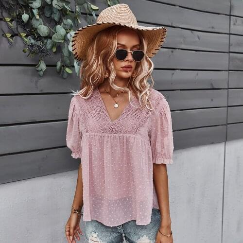 2021 Summer Women T-shirt V-neck Short Sleeve Loose Tees Beach Vacation Casual Casual Pullover Tops Streetwear 4 Colors Hot Sale