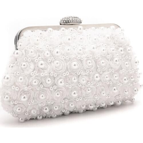 Flower Beading Ladies Evening Wedding Party Bag Shell Hasp Women Handbag Luxury Single Shoulder Messenger Bags for Female