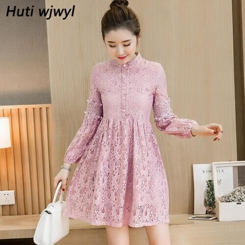 2021 Autumn Winter Plus Size Vintage Lace Sexy Mini Short Dresses Women Elegant Bodycon Dress Party Long Sleeve Runway Vestidos
