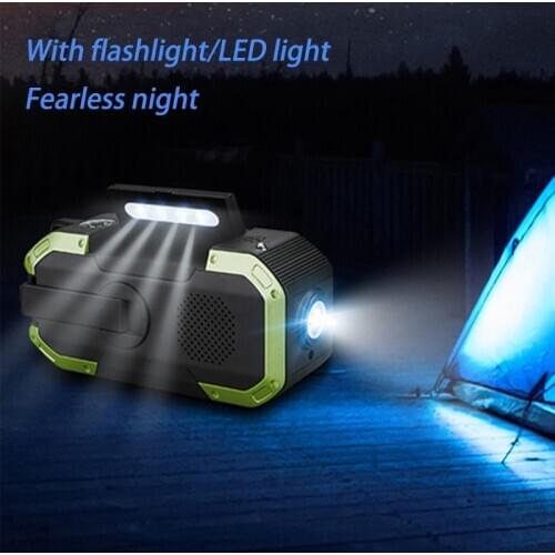 ZK20 Multifunctional Outdoor Bluetooth Speaker Emergency Hand Crank Power Generation Solar Charging Lighting Speaker Radio