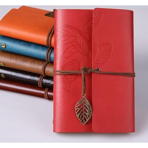 "Vintage Leaf" 1pc Faux Leather Journal Diary Kraft Papers Travelers Notebook Study Notepad Stationery Gift