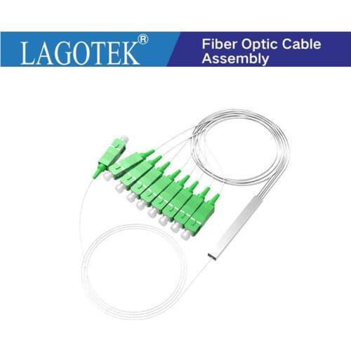 10pcs/lot 0.9mm Steel Tube Fiber Optic PLC Splitter 1x8 1x16 SC/APC Mini Blockless 1*8 SC APC Connector Free Shipping