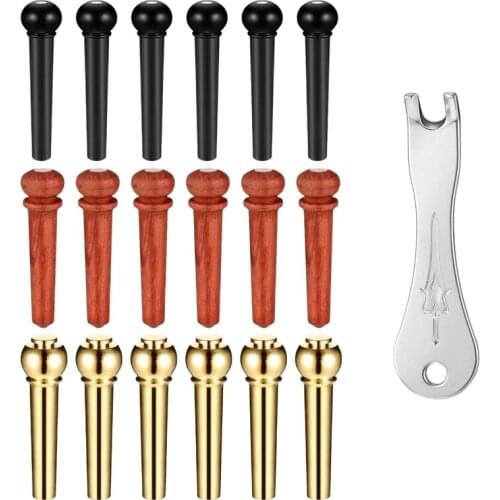 19Pcs Acoustic Guitar Bridge Pins Brass Guitar Bridge Pins Inlaid 3 mm Abalone Dot Pins Acoustic Bone Pins Bridge Puller