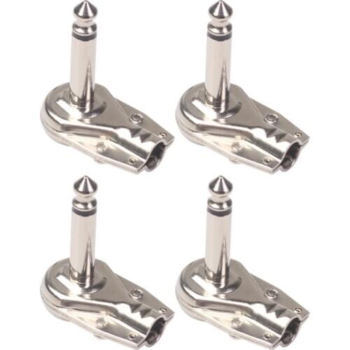 MagiDeal 4 Pcs 1/4" Audio Plugs Guitar Effect Cables Plug Right Angle Design