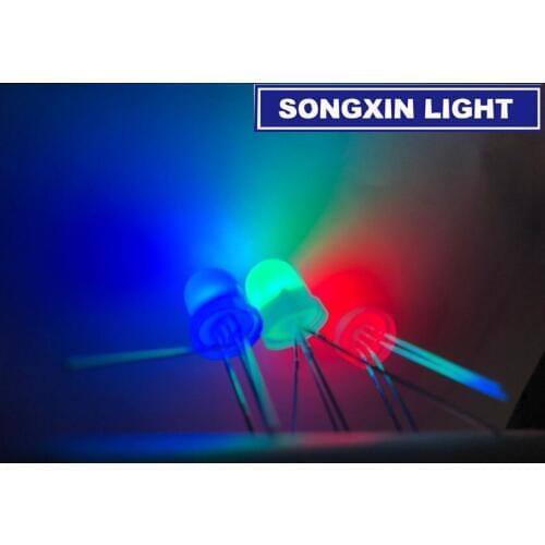 500pcs/lot 8MM/F8 4Pin Red Green Blue RGB LED Diffused Common Anode/Cathode Rgbled Multicolor Tricolor Round Emitting Diode