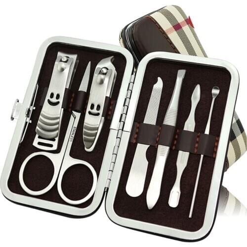 7 Pcs/Set Professional Nail Clippers Cuticle Nipper Pedicure Manicure Cleaner Nail Cutter Kit Case Tool Home Essential