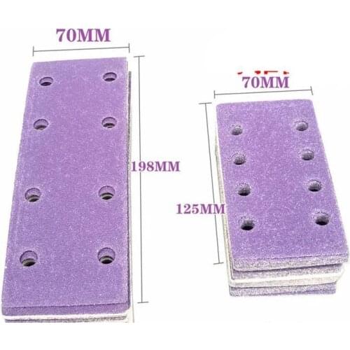 70*198 and 70*125 dry sanding paper purple sand car hand push plate hook-shaped ring anti-clogging dry sanding paper hand push s