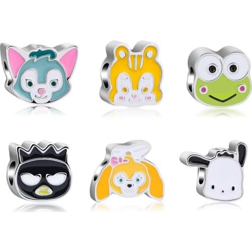 New Cute Animal Frog Dog Chick Pendant DIY Beads Suitable for Original Pandora Charm Bracelet Ladies Jewelry Making Gifts