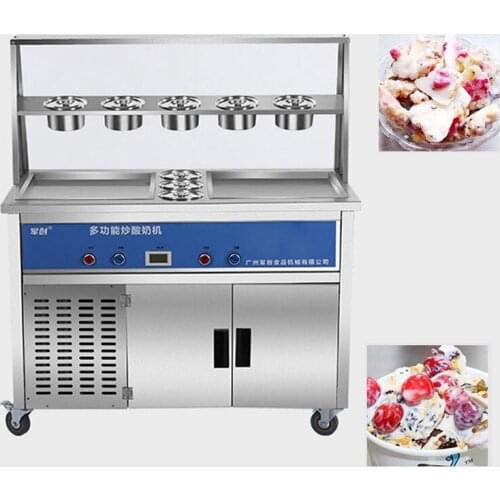 DSHASIF CE Hot sale double square pans thailand fried ice cream machine/thai ice cream machine with 8 tanks