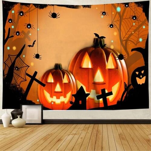 Halloween Pumpkin Witchcraft Tapestry Halloween Scene Decoration Background Wall Hanging Cloth Blanket Home Decoration