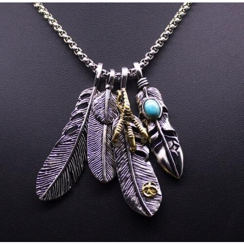 Hot Sale Punk Feather Cross Pendant Necklace For Women Shoe Charm Long Statement Necklace Men Jewelry