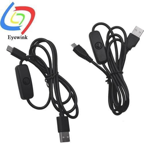 Micro USB Switch Cable Power Cable power switch line type-c interface 5V 3A USB power supply line for Raspberry pi 2 / 3B / 4