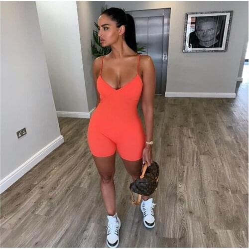 Sexy Skinny Playsuit Women Bodysuits 2020 Summer Party Go Out Slim Fitted Plain Sleeveless StraplessV Neck Skinny Bodysuit New