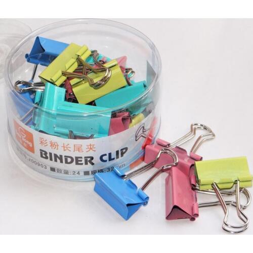 Office supplies bill 3rd 32mm long tail clip Finishing data color dovetail clip 24pcs/box