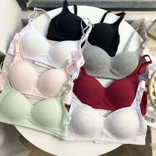 Korean Style Sexy National Clothes without Steel Ring Girly Simplicity Cotton Small Chest Push up Comfort Adjustable Bra