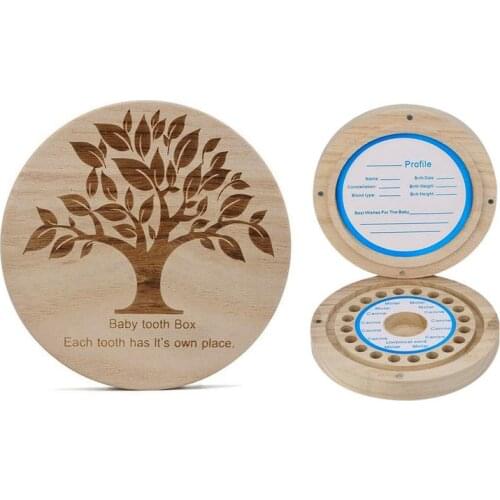 Baby Deciduous Box Round Childrens Teeth Baby Hair Collection Storage Box Wooden Deciduous Teeth Collection Box