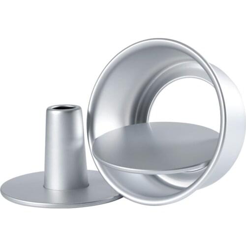 6/8 Inch Aluminum Alloy Round Hollow Chiffon Cake Mold Food Cake Pans Baking Mould with Removable Bottom for Kitchen RER