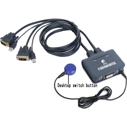Dvi kvm switch 2 in 1 out dvi switch with Cable for Dual Monitor Keyboard Mouse DVI switch Support desktop controller switching
