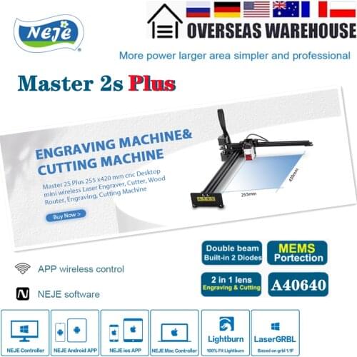 NEJE Master 2 Mini 20W CNC High Speed DIY Laser Engraver 360° Bluetooth APP Control 1 x MCU Mems Protection Wood Plywood Carving