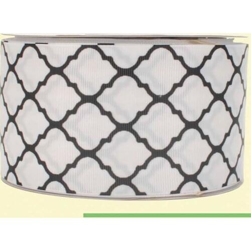 3" inch 75 mm 7.5cm black edge clover free shipping printed grosgrain ribbons for hat Decoration