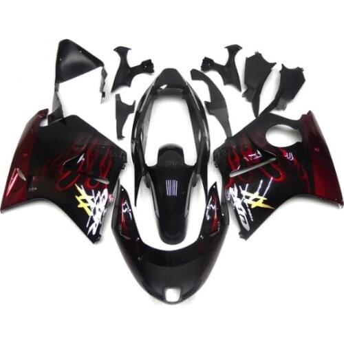 Hot Sales,Plastic Fairings For HONDA CBR1100 CBR1100XX CBR 1100XX Red flames black motorcycle fairing Injection molding