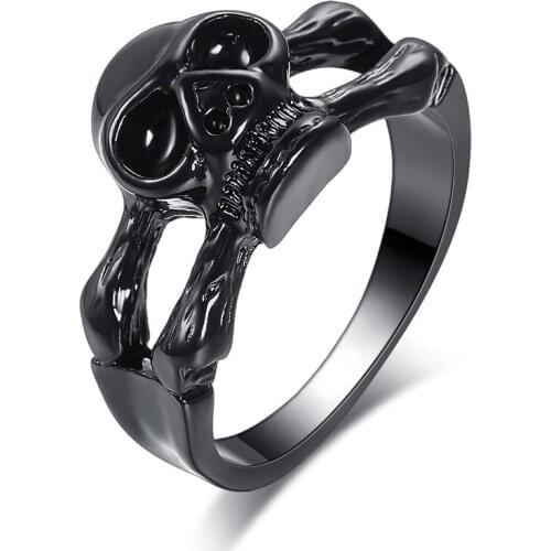 Megin D Alloy Black Skull Evil Eyes Punk Vintage Monster Rings for Men Women Couple Friends Halloween Gift Fashion Jewelry Bague