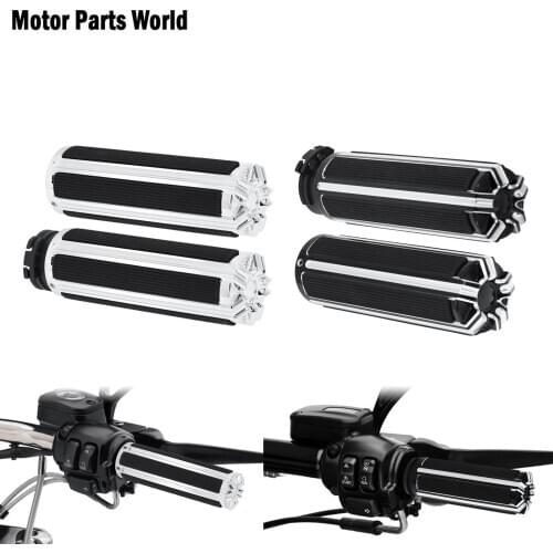 Motorcycle 1'' Hand Grips 25mm Handlebar Black/Chrome For Harley Sportster XL883 XL1200 VRSC XR Dyna FXDB FXDF Touring Softail